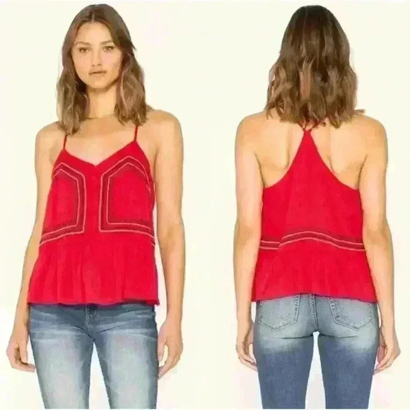 NWT Miss Me Red Sleeveless Razor Back Embroidered Top. Size M - Picture 4 of 11